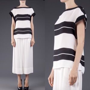 A.L.C. Chavelli Striped Silk Top Tunic Boatneck
